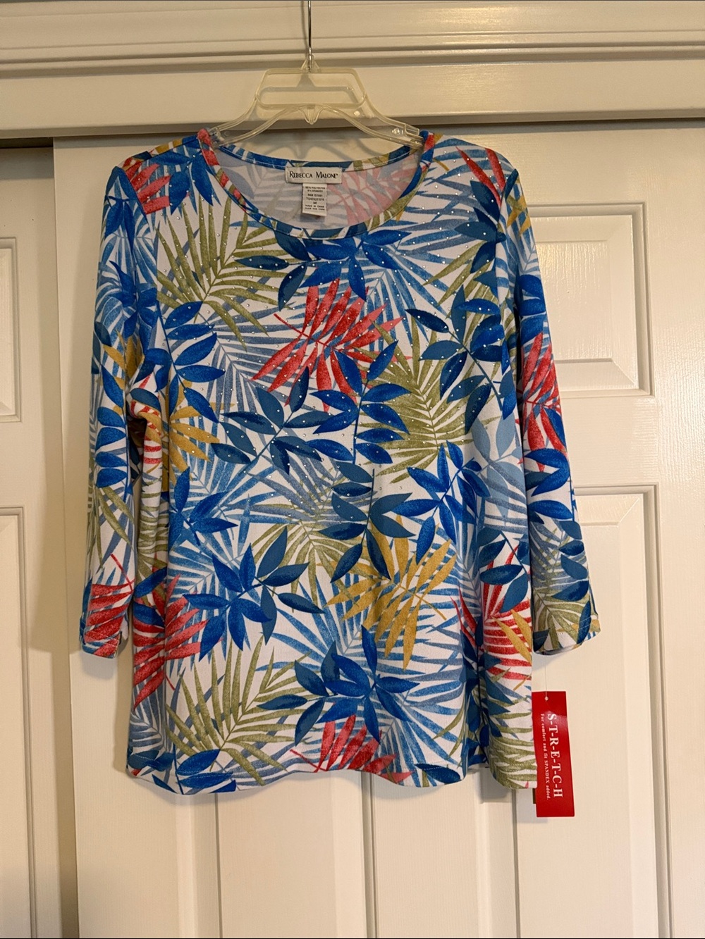 NWT Tropical Leaf 3/4 sleeve  Top